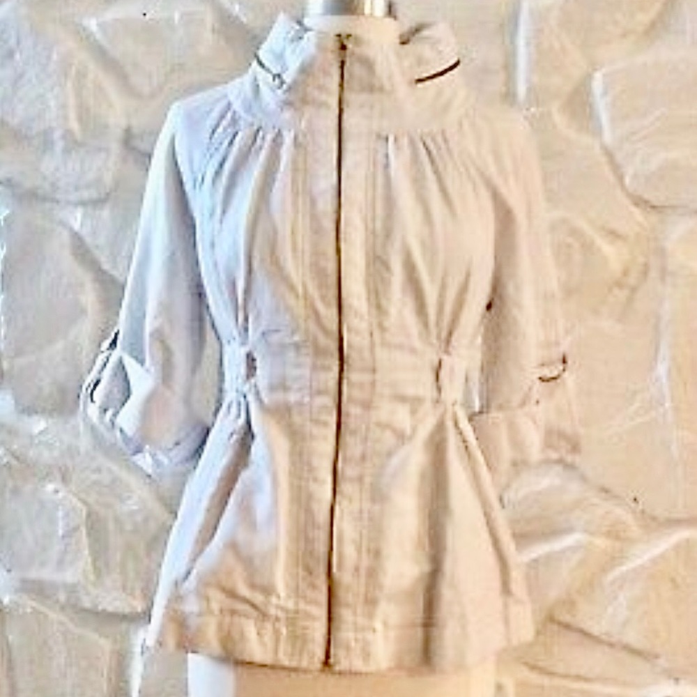 White FRENCH CONNECTION (Hidden) Hooded Twill jacket